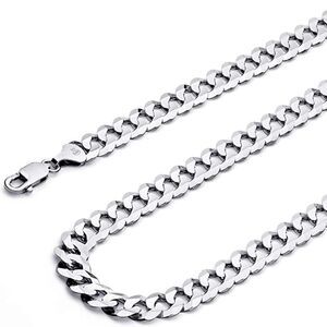 14k Solid White Gold Curb Concave Cuban Chain Bracelet | 3.0 mm |